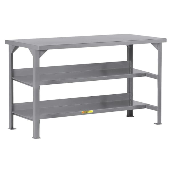 Welded Workbench, 36"X72" Top, 2 Lower Half-Depth Shelves